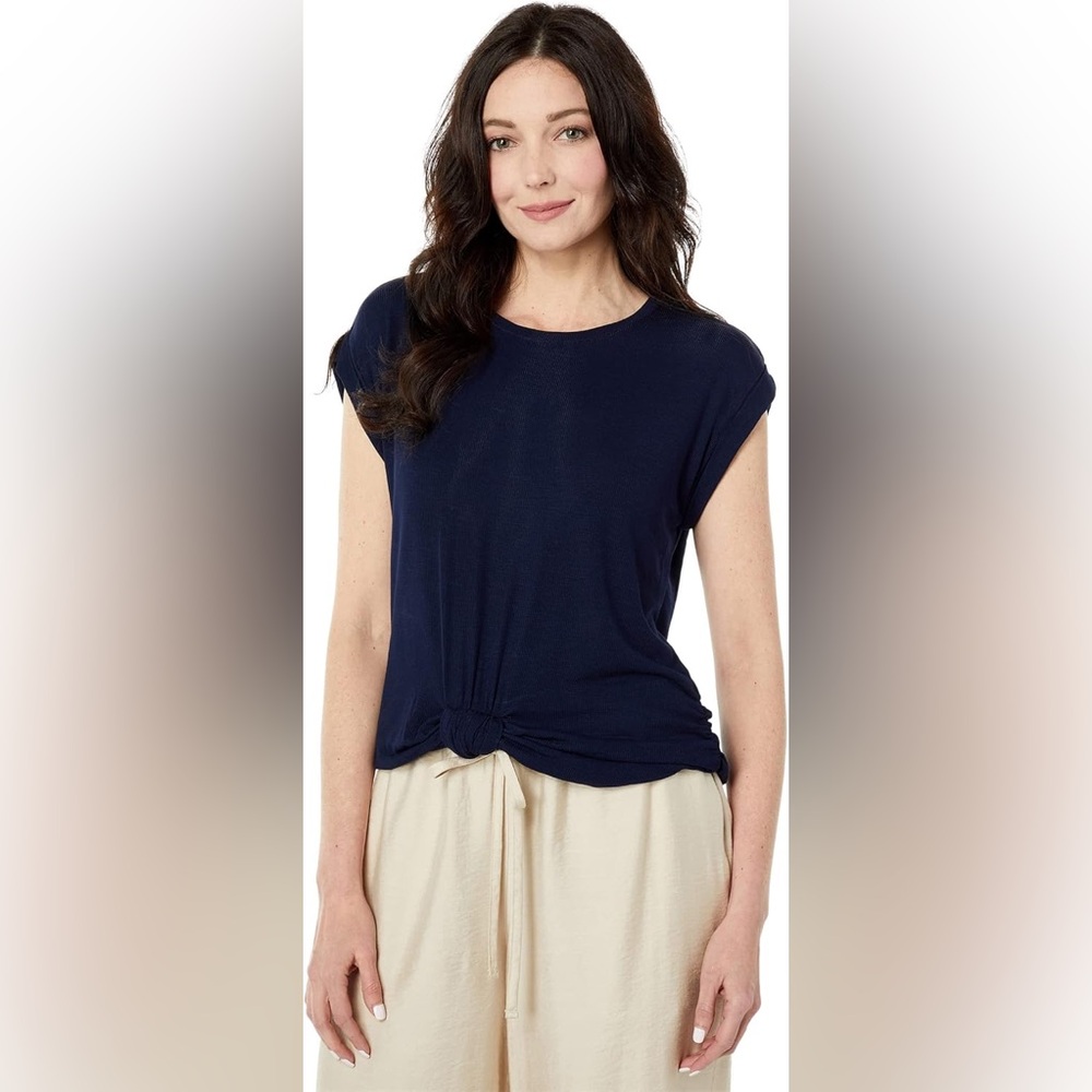 Vince Camuto Knot Front Rib Tee Top
